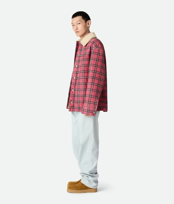 Men Bottega Veneta Jackets Printed Shearling Blouson Redblack