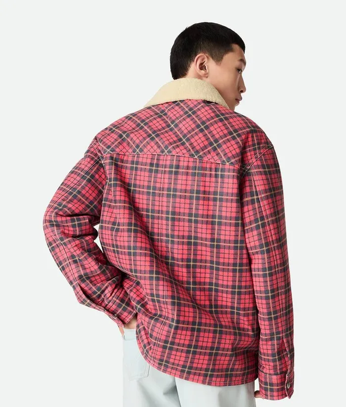 Men Bottega Veneta Jackets Printed Shearling Blouson Redblack