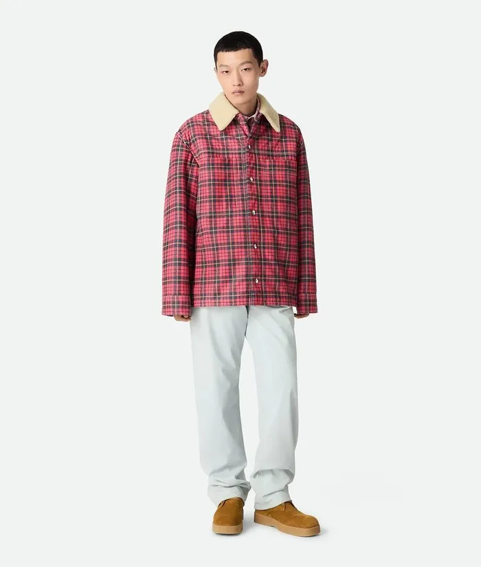 Men Bottega Veneta Jackets Printed Shearling Blouson Redblack