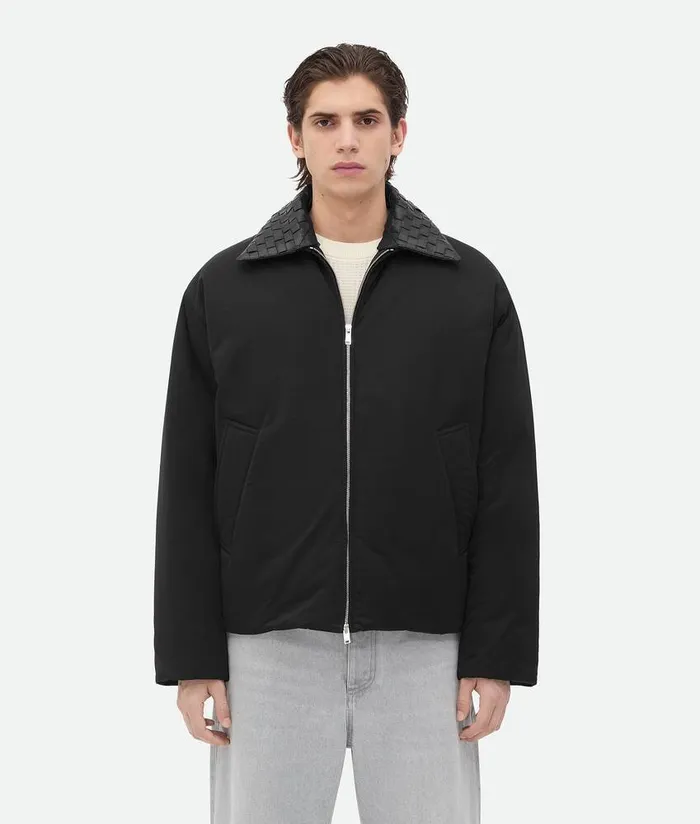 Men Bottega Veneta Jackets Tech Nylon Puffer Jacket Black
