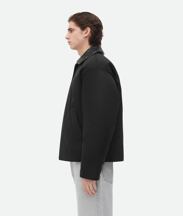 Men Bottega Veneta Jackets Tech Nylon Puffer Jacket Black
