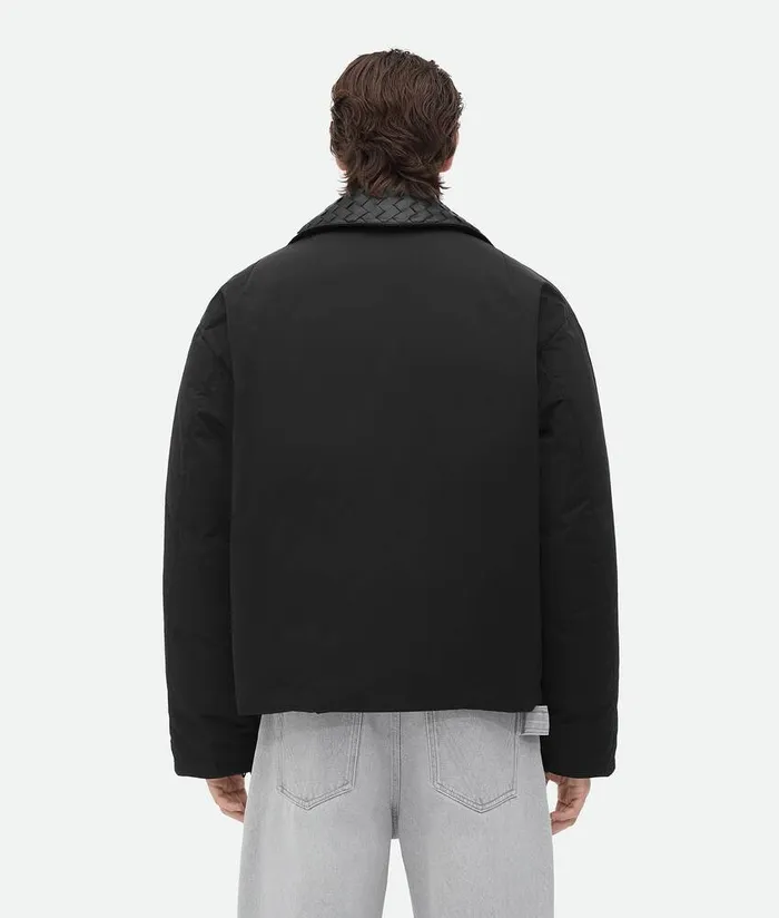 Men Bottega Veneta Jackets Tech Nylon Puffer Jacket Black