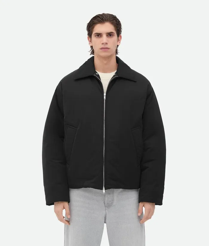 Men Bottega Veneta Jackets Tech Nylon Puffer Jacket Black