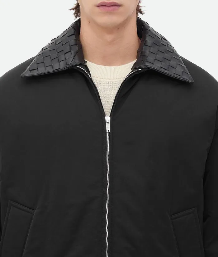 Men Bottega Veneta Jackets Tech Nylon Puffer Jacket Black