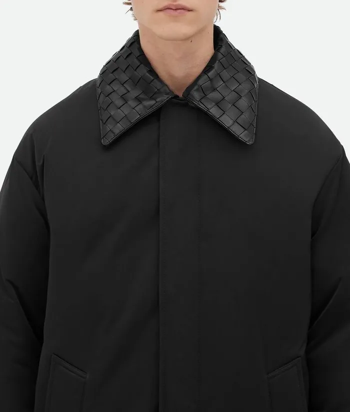 Men Bottega Veneta Jackets Tech Nylon Puffer Jacket Black