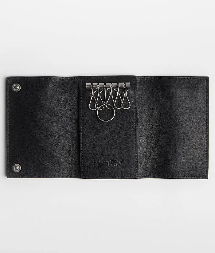 Men Bottega Veneta Key Rings Key Pouch Nero