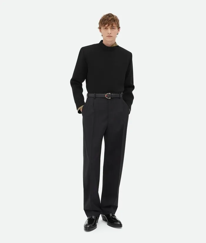 Men Bottega Veneta Knitwear Classic Wool Tailored Jumper Black