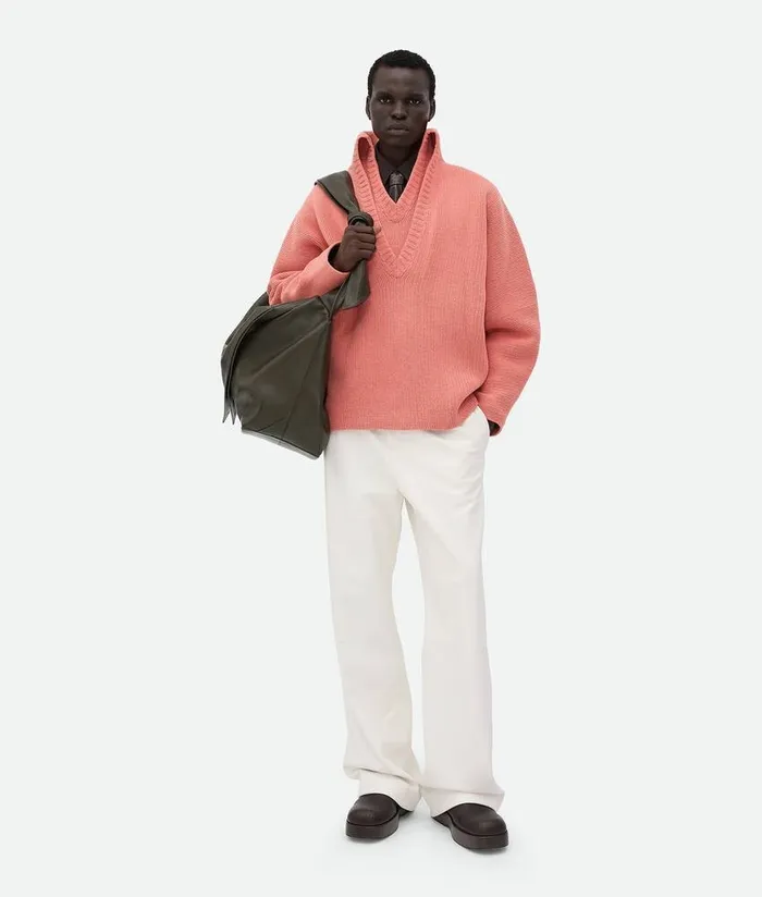 Men Bottega Veneta Knitwear Compact Wool Jumper Flamingo