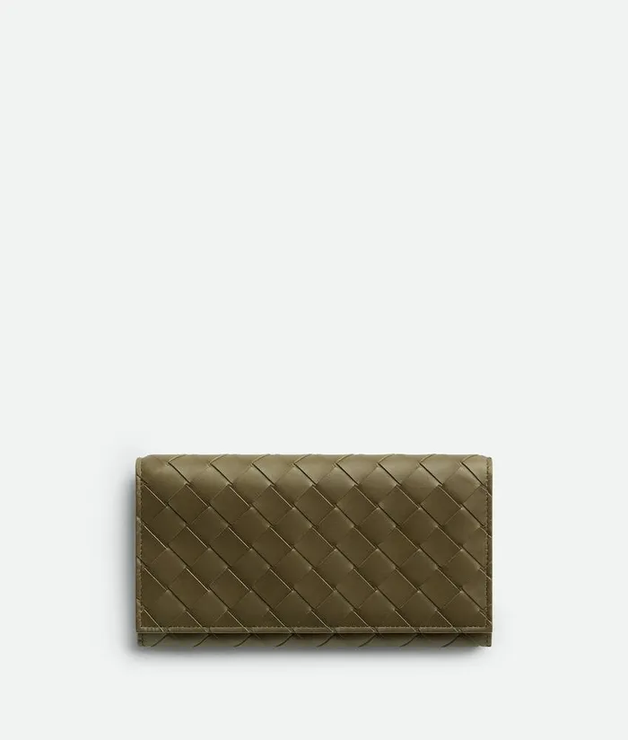 Men Bottega Veneta Long Wallets Intrecciato Long Wallet With Coin Purse Mud