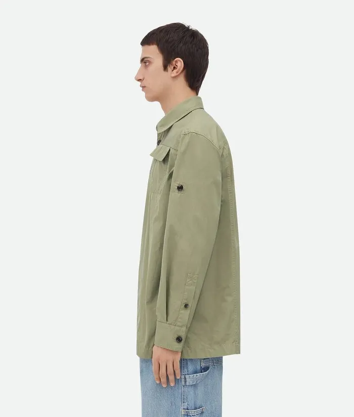 Men Bottega Veneta Shirts Light Cotton Twill Overshirt Juniper