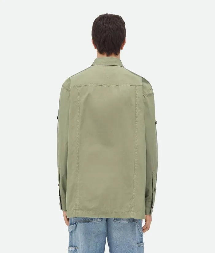 Men Bottega Veneta Shirts Light Cotton Twill Overshirt Juniper