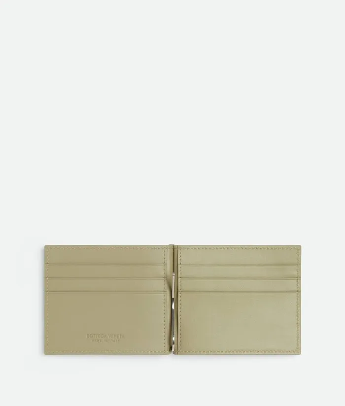 Men Bottega Veneta Small Wallets Intrecciato Bill Clip Wallet Travertine