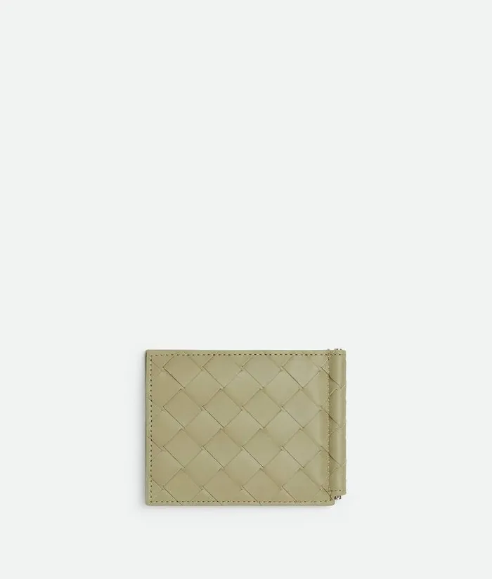 Men Bottega Veneta Small Wallets Intrecciato Bill Clip Wallet Travertine