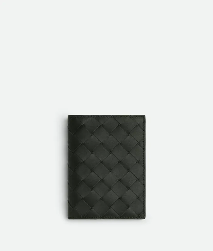Men Bottega Veneta Small Wallets Intrecciato Flap Wallet Dark Green