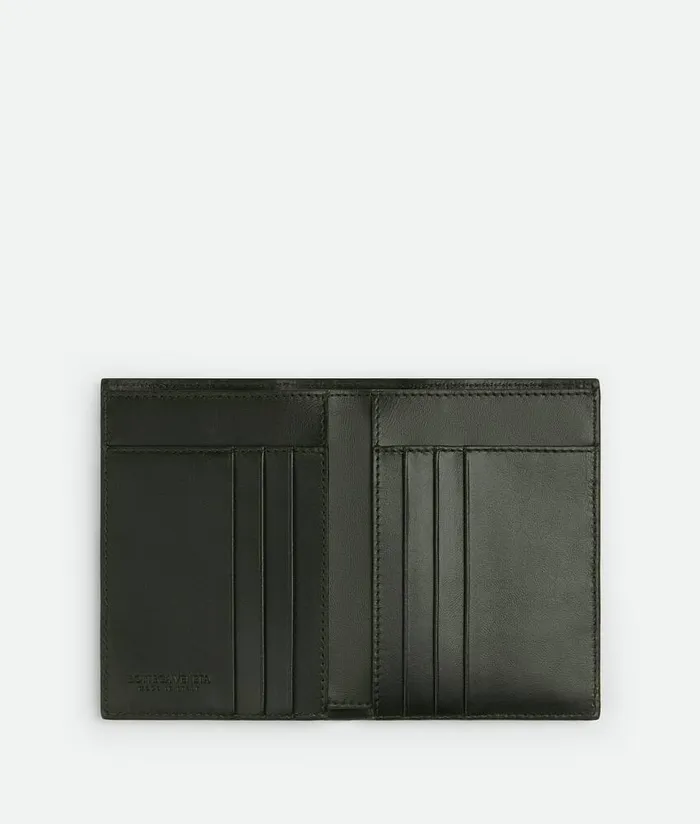 Men Bottega Veneta Small Wallets Intrecciato Flap Wallet Dark Green