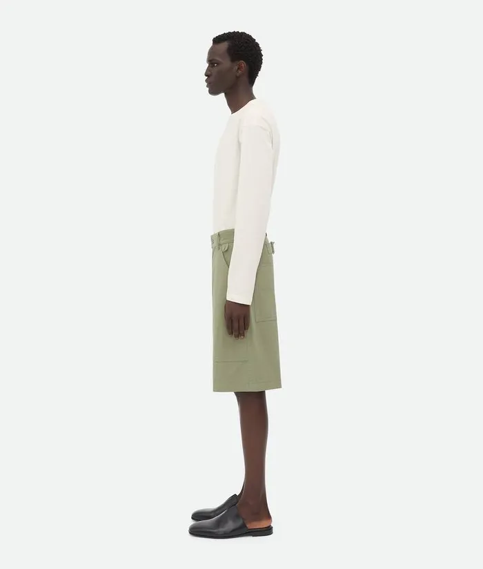 Men Bottega Veneta Trousers And Shorts Light Cotton Twill Cargo Shorts Juniper