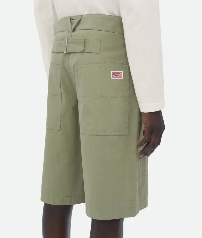 Men Bottega Veneta Trousers And Shorts Light Cotton Twill Cargo Shorts Juniper