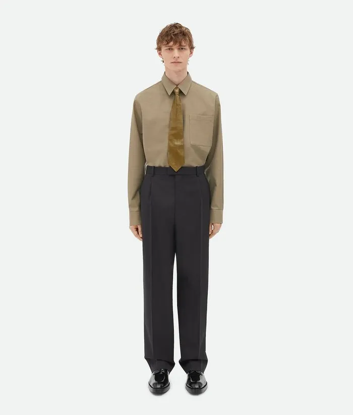 Men Bottega Veneta Trousers And Shorts Light Tailored Wool Trousers Charcoal Melange Men Bottega Veneta Trousers And Shorts Light Tailored Wool Trousers Charcoal Melange