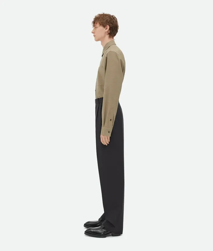 Men Bottega Veneta Trousers And Shorts Light Tailored Wool Trousers Charcoal Melange