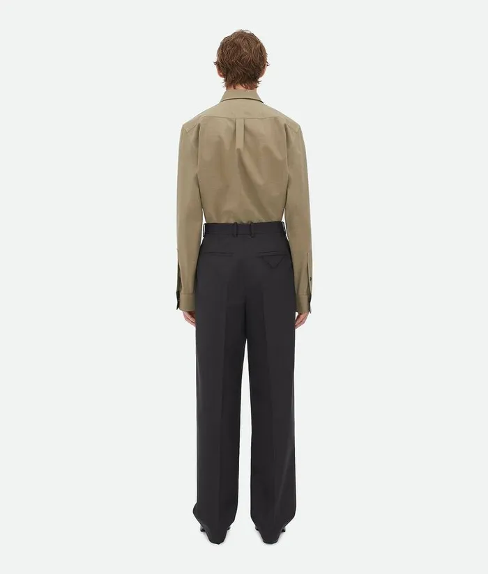 Men Bottega Veneta Trousers And Shorts Light Tailored Wool Trousers Charcoal Melange