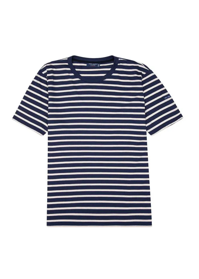 Men Breton Striped Shirts Saint James PLOUIDER Navy Ecru