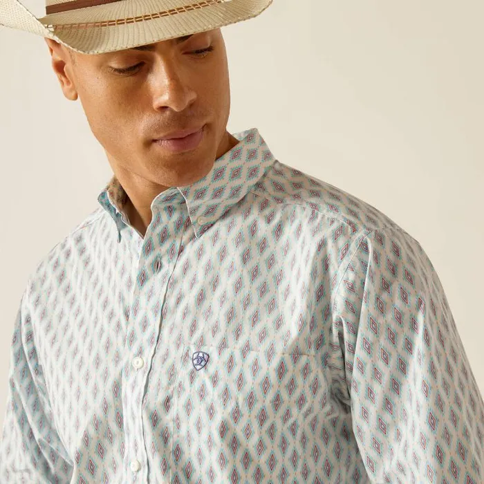 Men Button Down Shirts Ariat Kendrick Fitted Shirt White Men Button Down Shirts Ariat Kendrick Fitted Shirt White