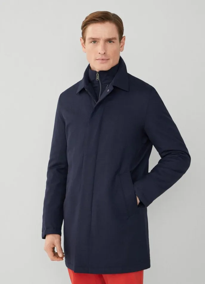 Men Coats and Jackets Hackett London Waterproof Jacket Dark Blue