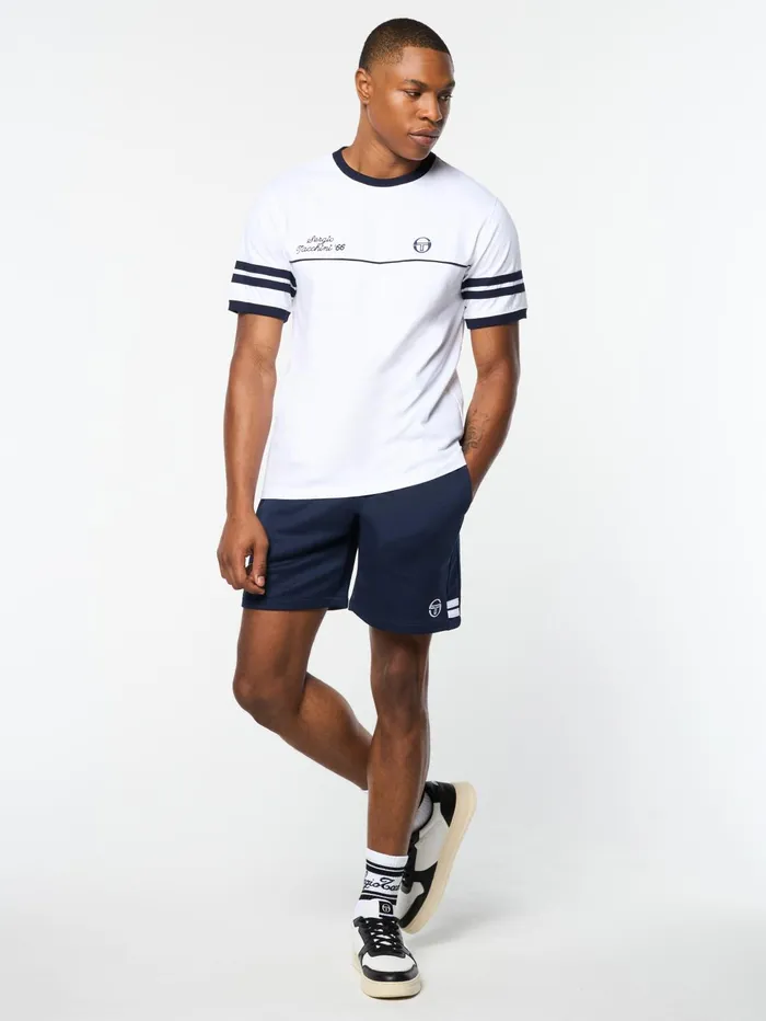 Men Court Styles Sergio Tacchini Orion Davis Ringer Tee White Maritime Blue