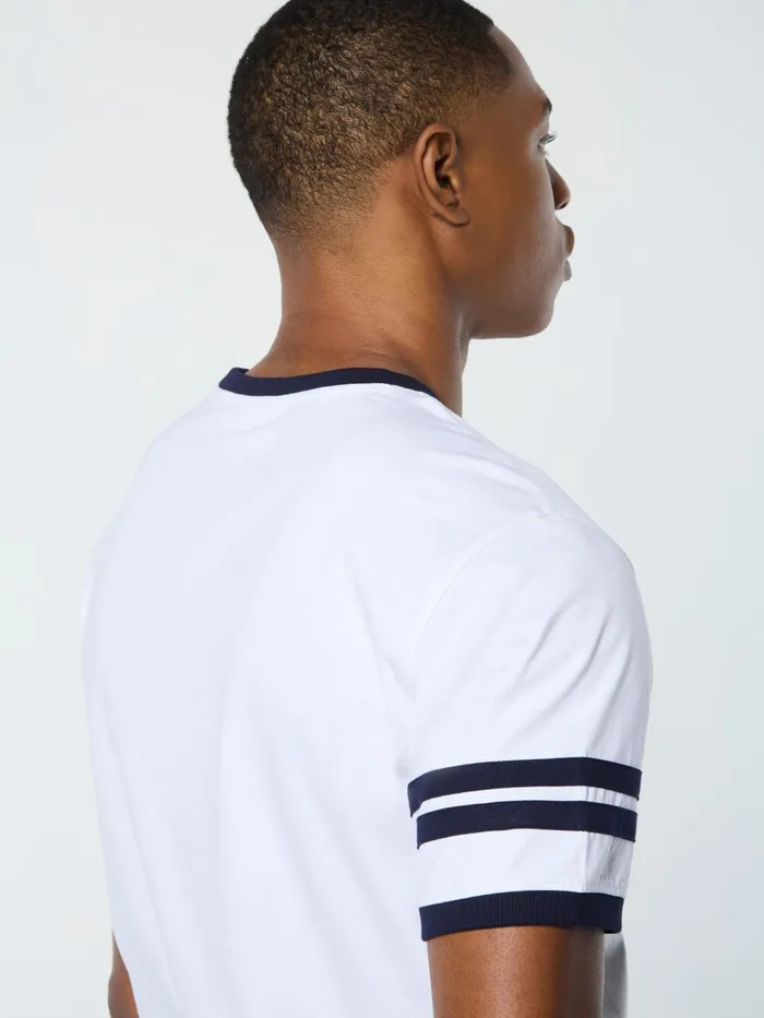Men Court Styles Sergio Tacchini Orion Davis Ringer Tee White Maritime Blue