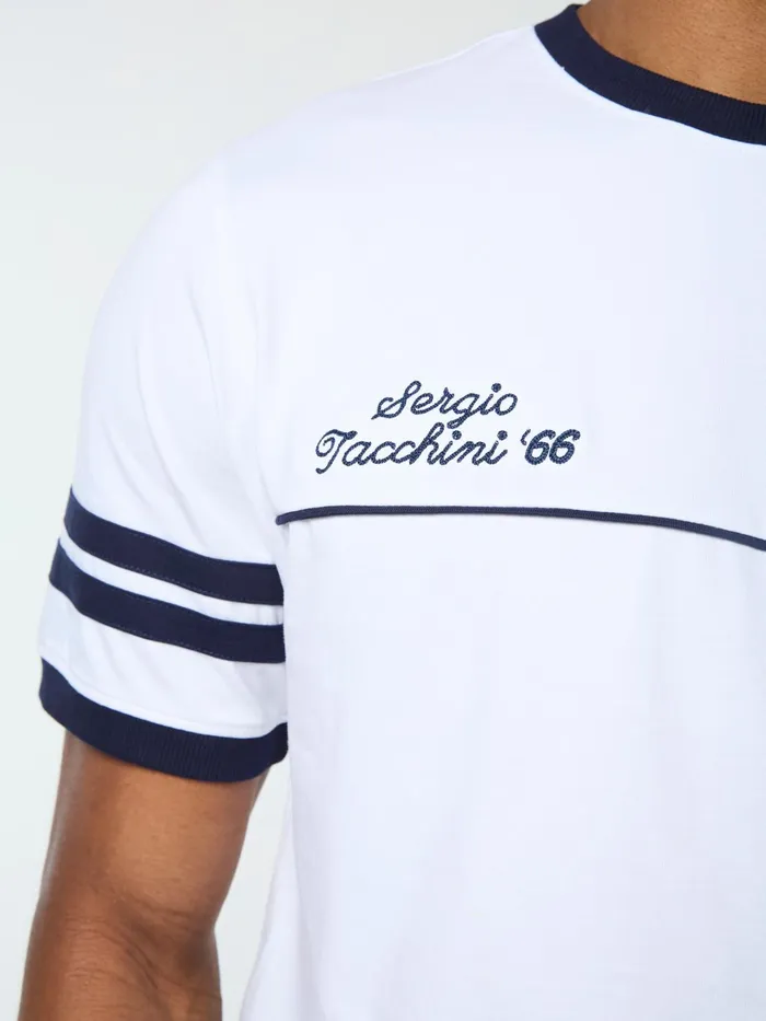 Men Court Styles Sergio Tacchini Orion Davis Ringer Tee White Maritime Blue