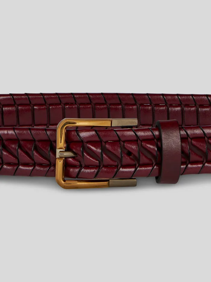 Men Etro Belts Woven Leather Belt Brown Men Etro Belts Woven Leather Belt Brown
