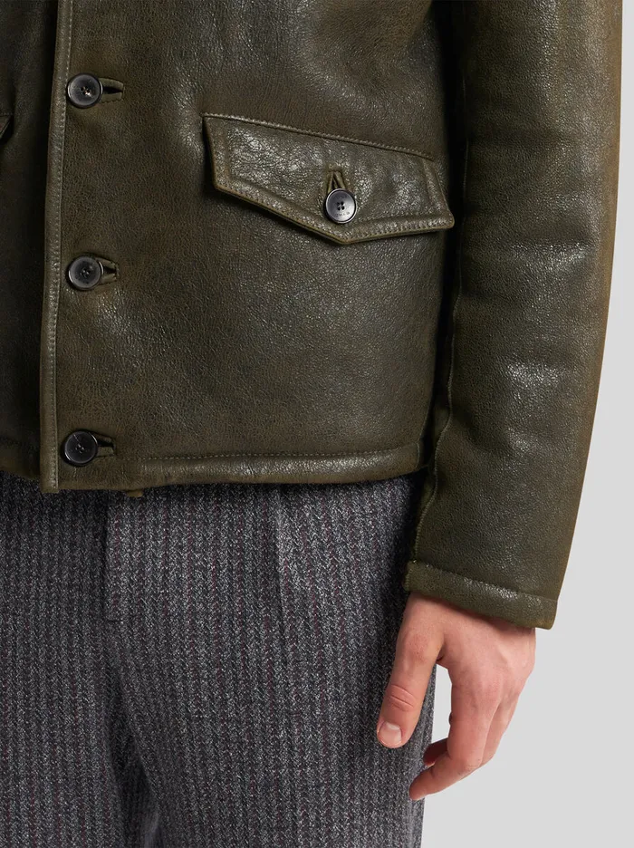 Men Etro Coats And Outerwear Shearling Jacket Green Men Etro Coats And Outerwear Shearling Jacket Green