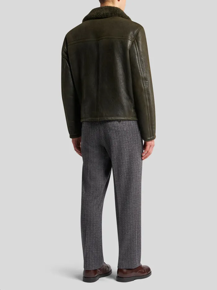 Men Etro Coats And Outerwear Shearling Jacket Green Men Etro Coats And Outerwear Shearling Jacket Green