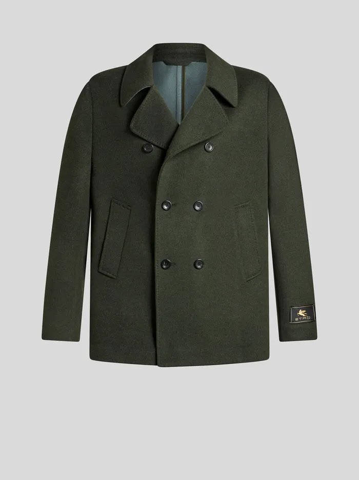Men Etro Coats And Outerwear Wool And Cashmere Peacoat Dark Green