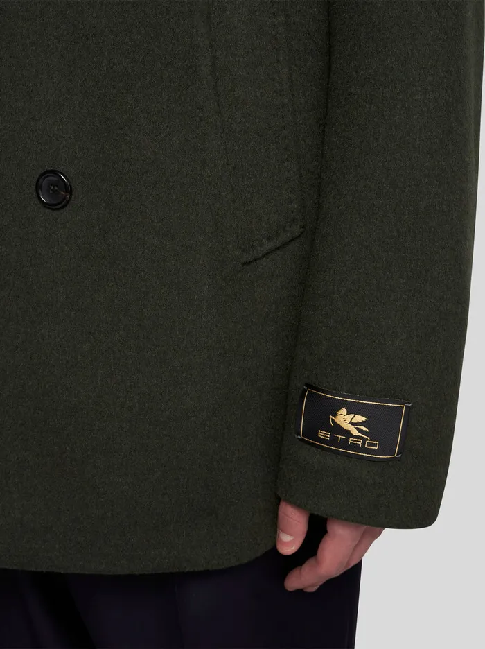 Men Etro Coats And Outerwear Wool And Cashmere Peacoat Dark Green Men Etro Coats And Outerwear Wool And Cashmere Peacoat Dark Green