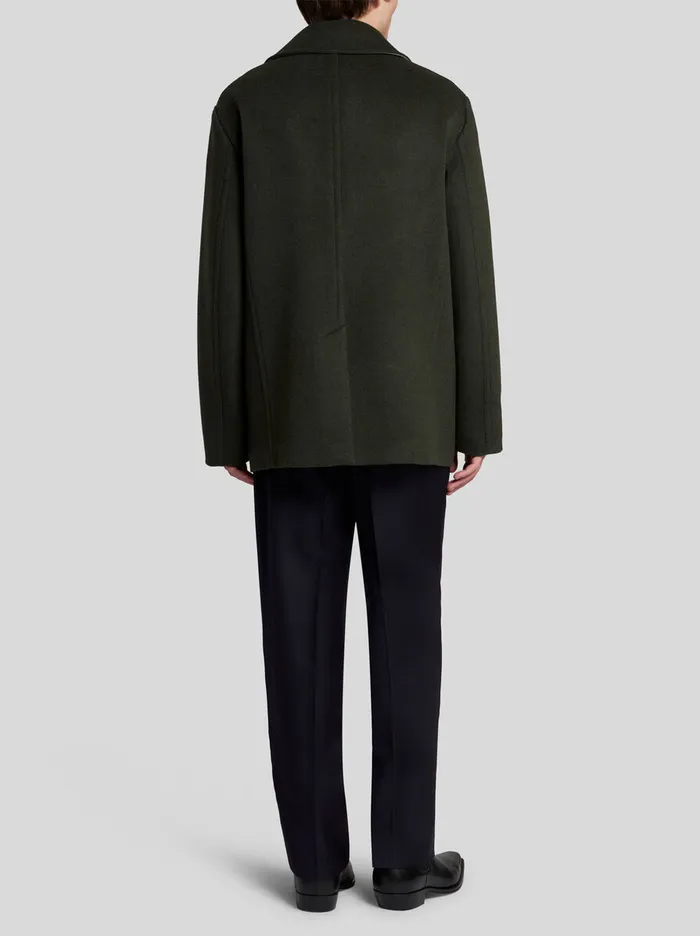 Men Etro Coats And Outerwear Wool And Cashmere Peacoat Dark Green Men Etro Coats And Outerwear Wool And Cashmere Peacoat Dark Green