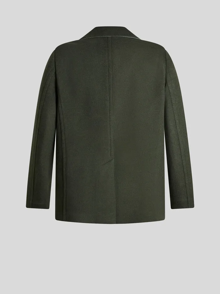 Men Etro Coats And Outerwear Wool And Cashmere Peacoat Dark Green Men Etro Coats And Outerwear Wool And Cashmere Peacoat Dark Green