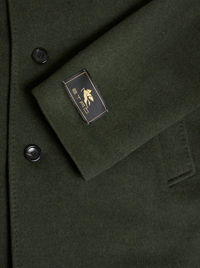 Men Etro Coats And Outerwear Wool And Cashmere Peacoat Dark Green Men Etro Coats And Outerwear Wool And Cashmere Peacoat Dark Green