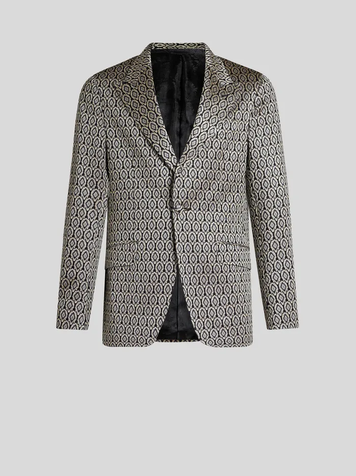Men Etro Jackets Jacquard Blazer Black