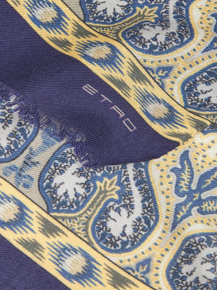 Men Etro Scarves Paisley And Check Scarf Black Men Etro Scarves Paisley And Check Scarf Black