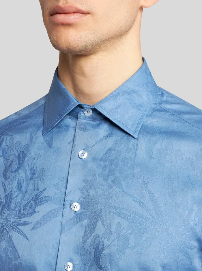 Men Etro Shirts Jacquard Shirt Light Blue Men Etro Shirts Jacquard Shirt Light Blue