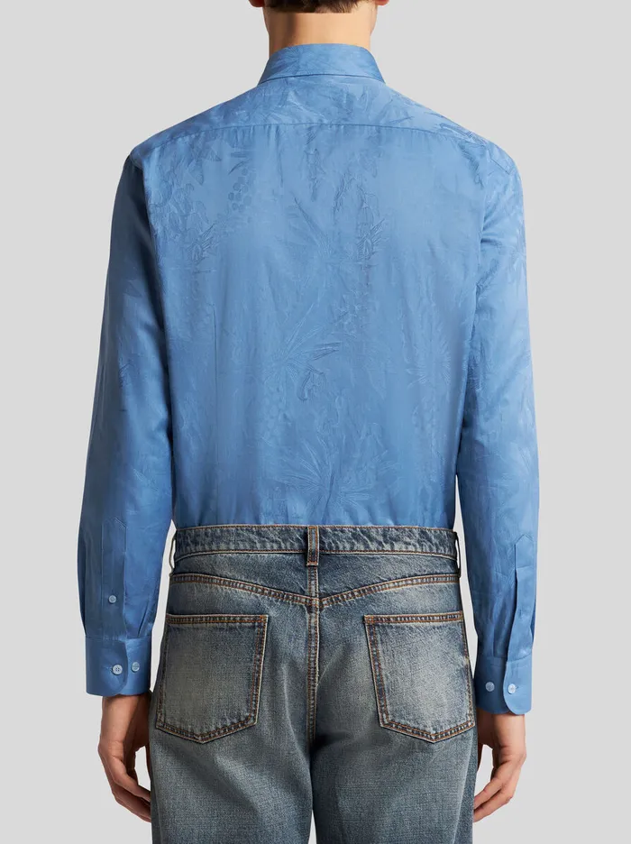 Men Etro Shirts Jacquard Shirt Light Blue Men Etro Shirts Jacquard Shirt Light Blue