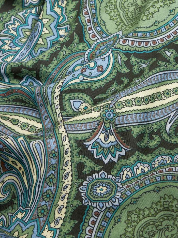 Men Etro Shirts Printed Cotton Shirt Green Men Etro Shirts Printed Cotton Shirt Green