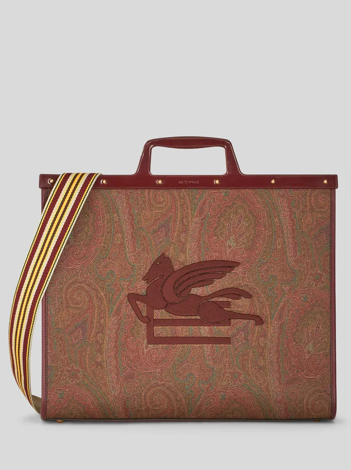 Men Etro Shopping Bags Large Paisley Love Trotter Bag Red