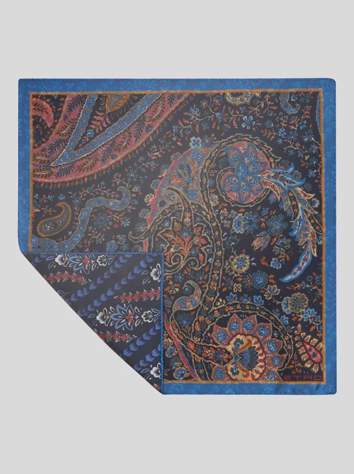 Men Etro Ties And Pocket Squares Floral Paisley Pocket Square Navy Blue Men Etro Ties And Pocket Squares Floral Paisley Pocket Square Navy Blue