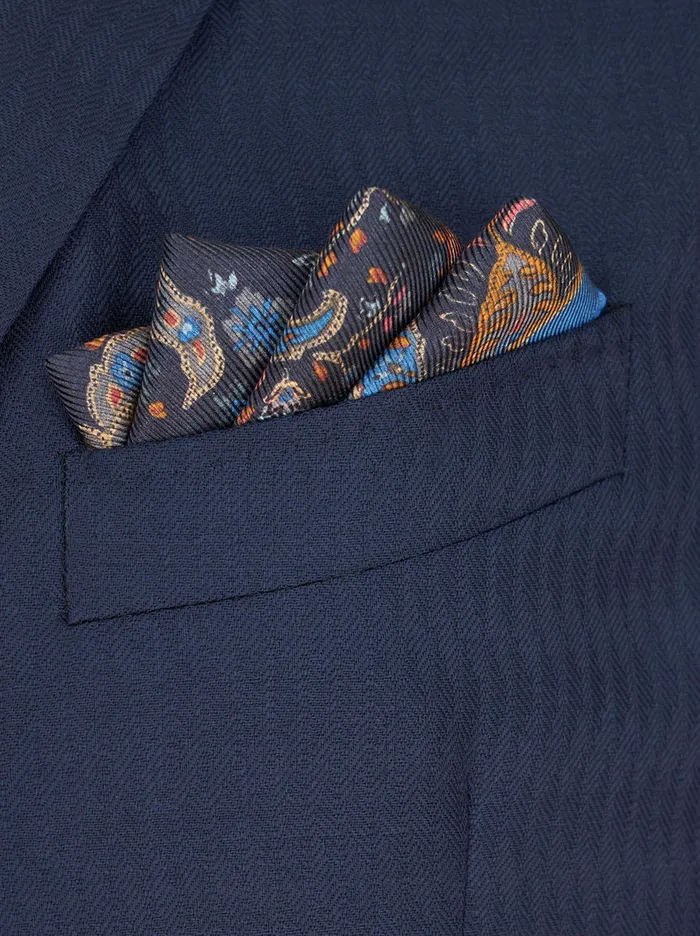 Men Etro Ties And Pocket Squares Floral Paisley Pocket Square Navy Blue Men Etro Ties And Pocket Squares Floral Paisley Pocket Square Navy Blue