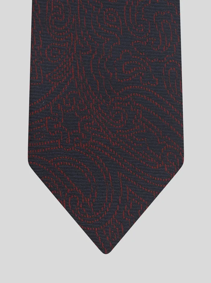 Men Etro Ties And Pocket Squares Silk Tie With Graphic Paisley Designs Burgundy Men Etro Ties And Pocket Squares Silk Tie With Graphic Paisley Designs Burgundy