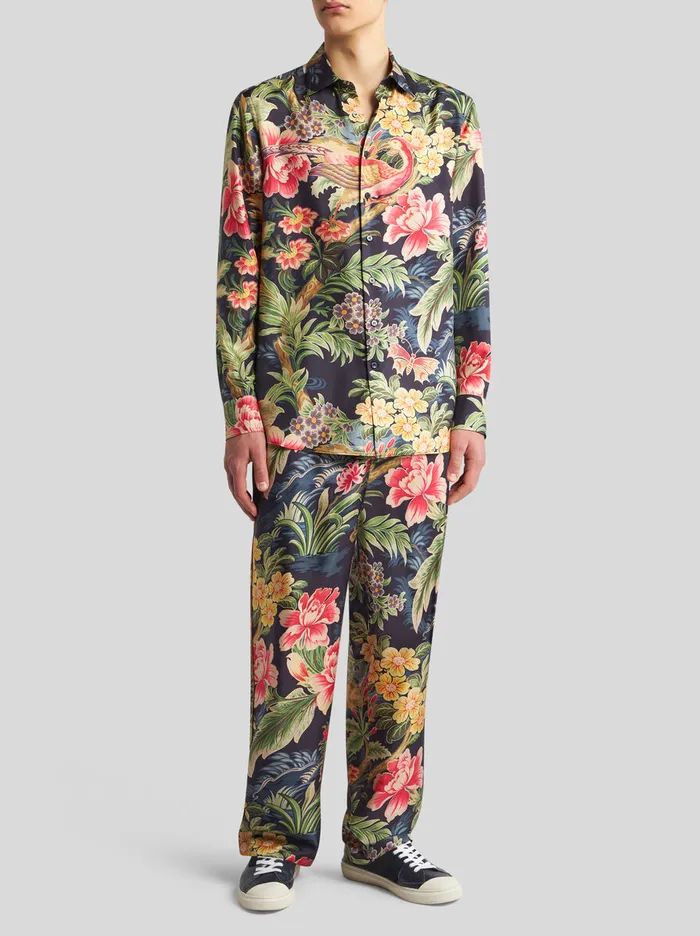 Men Etro Trousers Printed Silk Trousers Multicolour Men Etro Trousers Printed Silk Trousers Multicolour