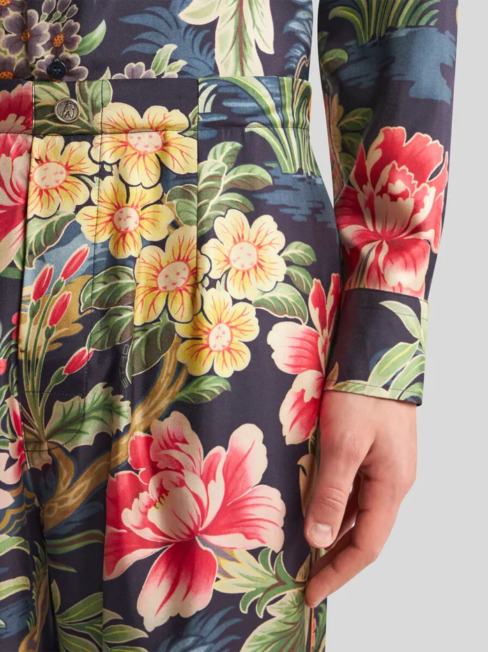 Men Etro Trousers Printed Silk Trousers Multicolour Men Etro Trousers Printed Silk Trousers Multicolour