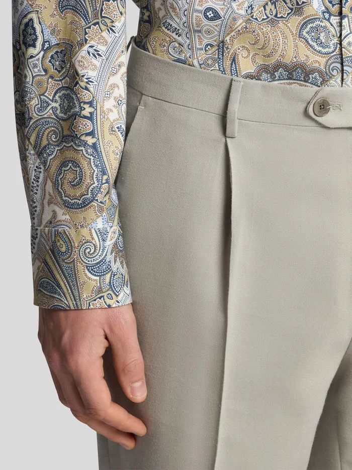 Men Etro Trousers Wool Trousers With Pleats Grey Men Etro Trousers Wool Trousers With Pleats Grey